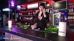 A huge boobed mature cougar barmaid hiring young people by getting banged and facialized