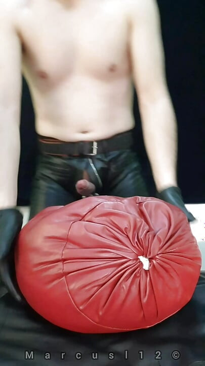 Red Leather Ass Driving Her Man Crazy