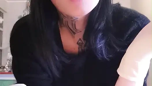 i'm hungry now eating salmon WHITE LATEX GLOVES GODDESSLOLLI