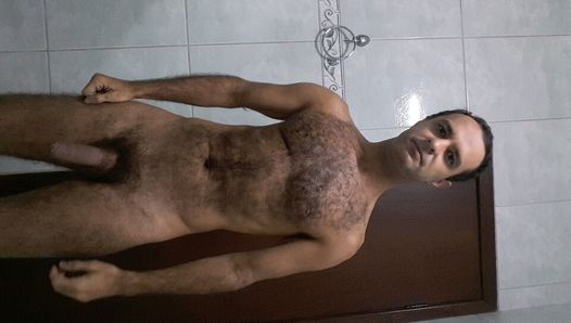 Hairy Muscled Skinny Latino on handjob