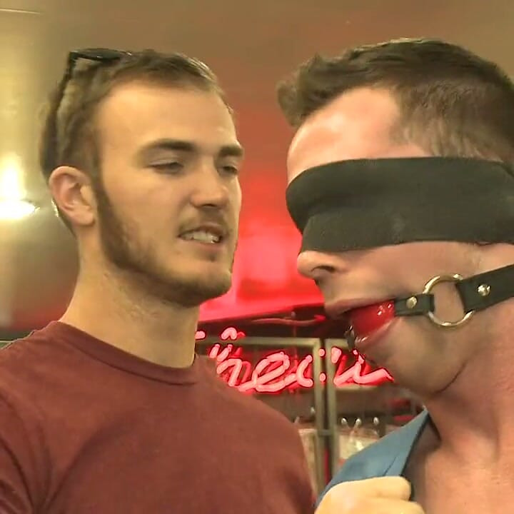Bound stud whorred out at a local sex shop