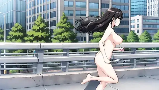 Sinek üstünde yürüyen çıplak bir kadın