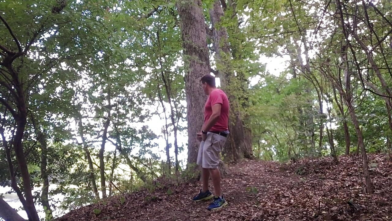 Public Woods Jerk Off on Hiking Trail, Zipper Flash, Hard Cock Stroking, Big Cumshot and Face