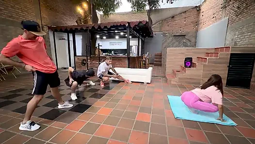 Beautiful Personal Trainer Workouts With 3 Guys And Ends Up Fucking Them All