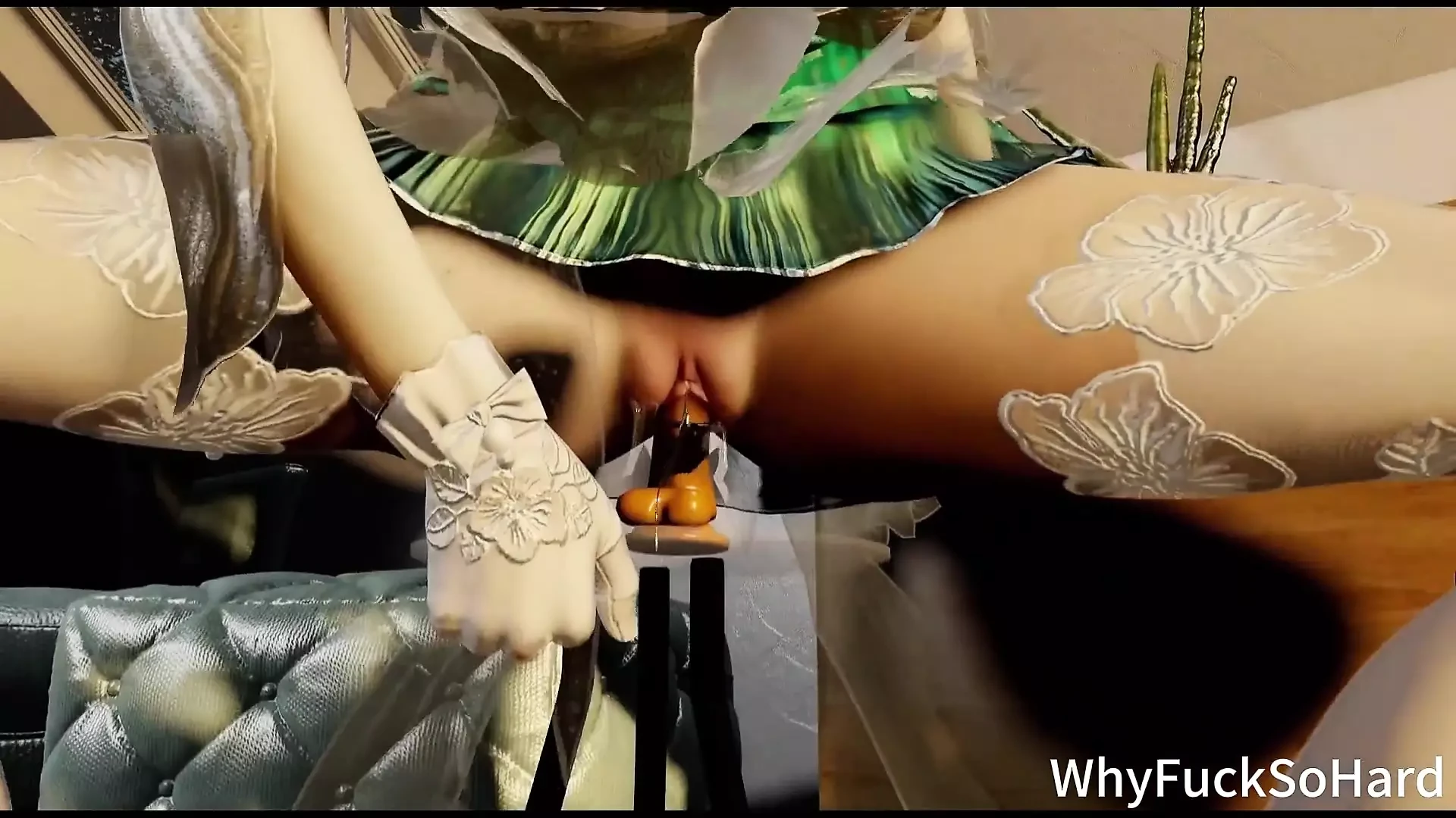 3D σέξι μοντέλο ιαπωνικού cosplay που απατά με μεγάλο γέρικο πούτσο