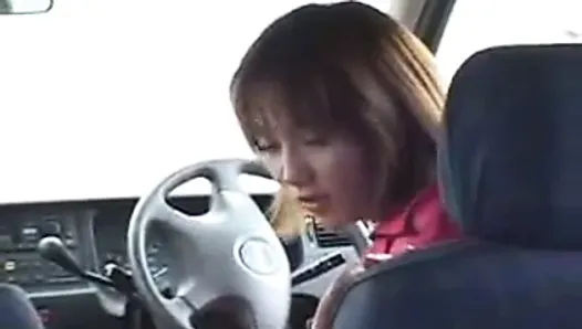 Japanese MILF uses a remote control vibrator in public and blows