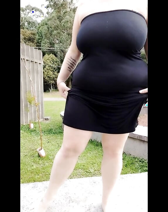 My stepmom in transparent dress in public