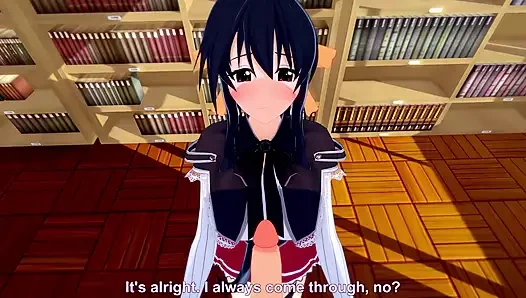 Akeno halka açık bir kütüphanede bana sakso çekiyor - dxd ntr madness series