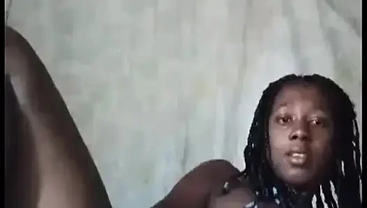 Black girl caresses her alone