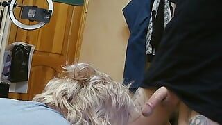 Stepmom ignores my cock and I cum on her hair