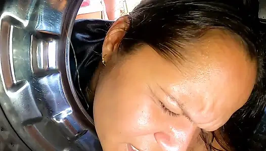 I Got Stuck in the Washing Machine My Black Dick Stepson Took Advantage and Fucked Me