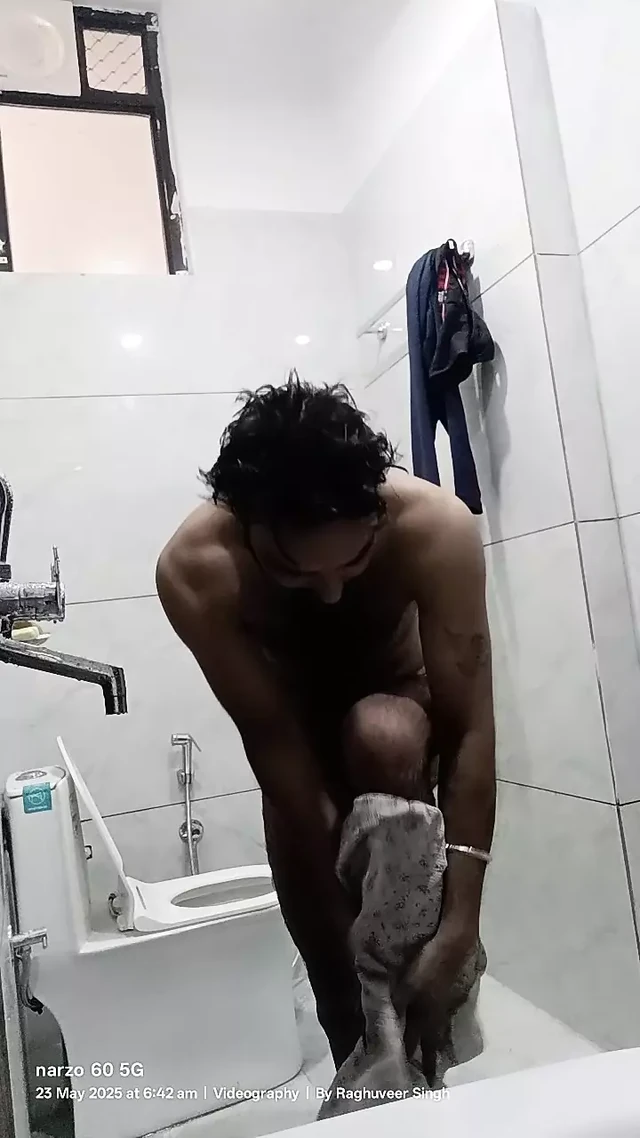 indian hot man enjoy shower