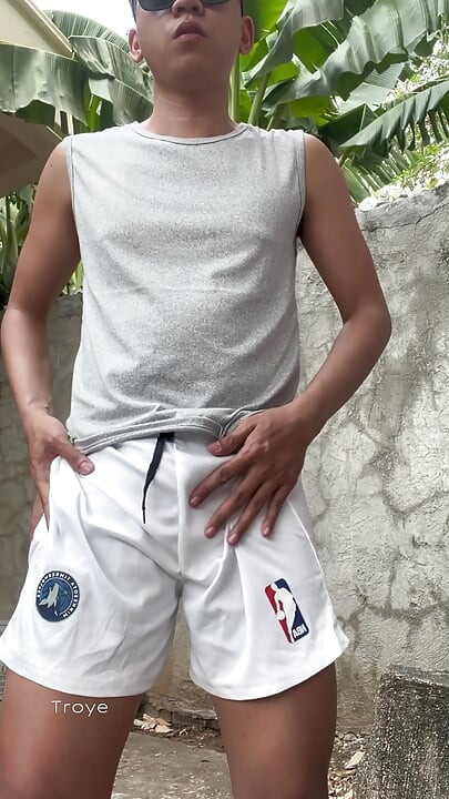 Big Asian Cock Inside the White Basketball Shorts