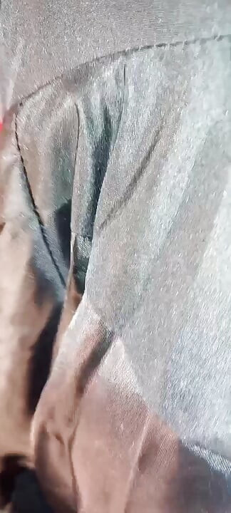 Masturbating on the lining of her black puffercoat