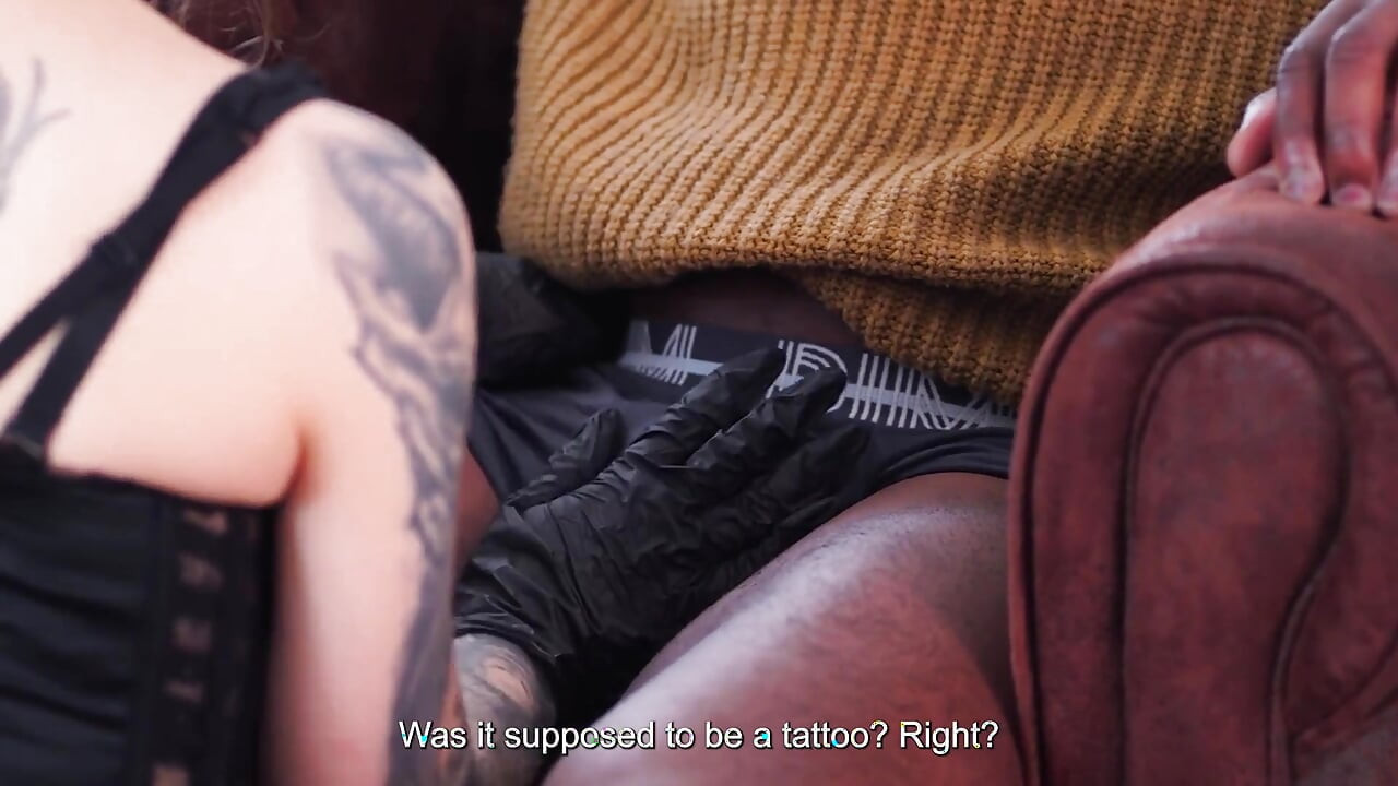 French Tattoo Artist Fucked by Huge BBC While Talking to Her Husband on the Phone