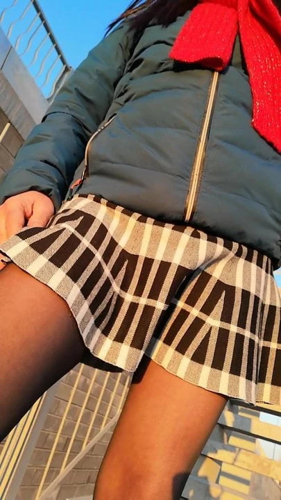 Russian crossdresser Anna walking near road
