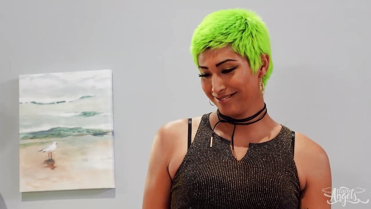 TRANS ANGELS - Pierce Paris Cums On Pixi Lust's Feet, Then Tastes His Own Cum From Them
