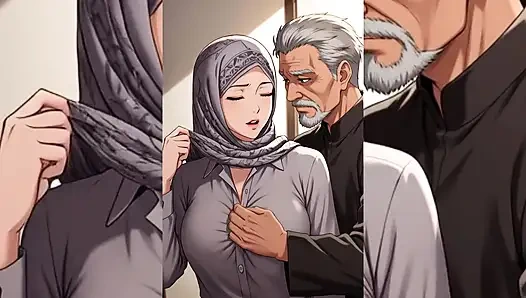 Tesettürlü Müslüman kızlar çirkin şişman edepsiz yaşlı erkekler tarafından aşağılanıyor ve perişan ediliyor - sıkılıyor, öpülüyor, sert sikiliyor bölüm 2