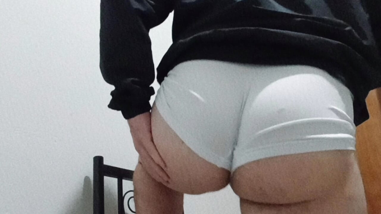 Showing my big ass only in white underwear