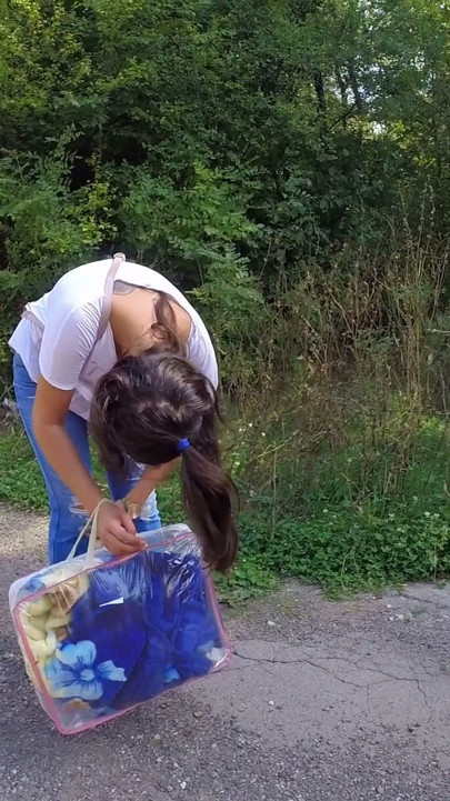 Old Dude Fucking a Sexy Brunette in the Forest