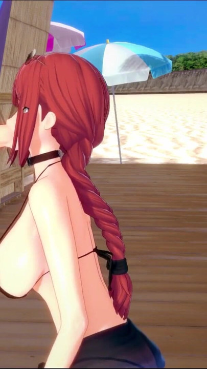 Makima blowjob on the beach - chainsaw man | Clip 1