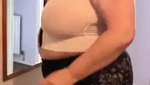My BBW wife practicing a strip and lap dance