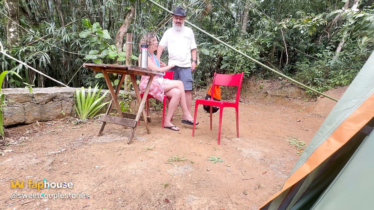 Naughty Woman Gives a Blowjob and Rides a Stranger at the Campsite.