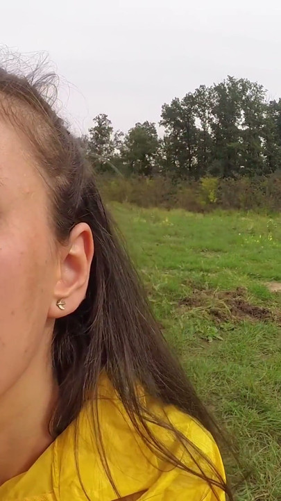 Deep blowjob outdoor in a PVC raincoat