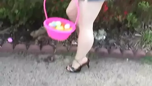 I put on a tiny skirt to go Easter egg hunting in