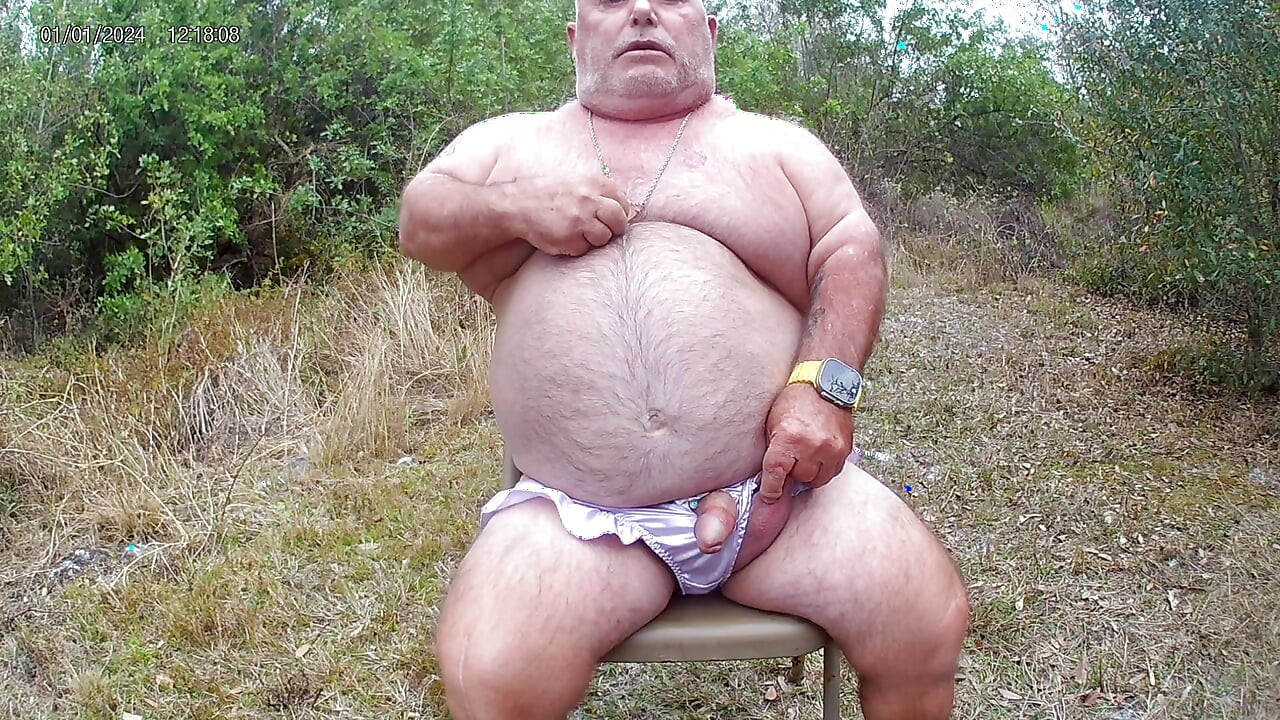 Edging wearing panties, edging my cock in the woods again.