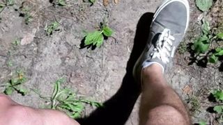 Walking, flashing and cum in the forest, alone