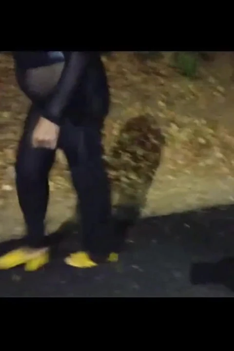 Mel Showing off in Public on the Side of Road 13
