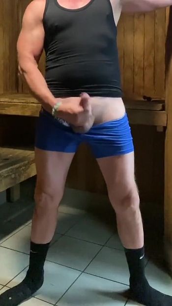 Jockdad87 Is Horny in the Sauna Again