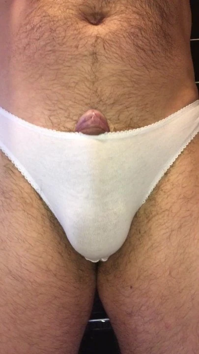 Wet white cotton panties
