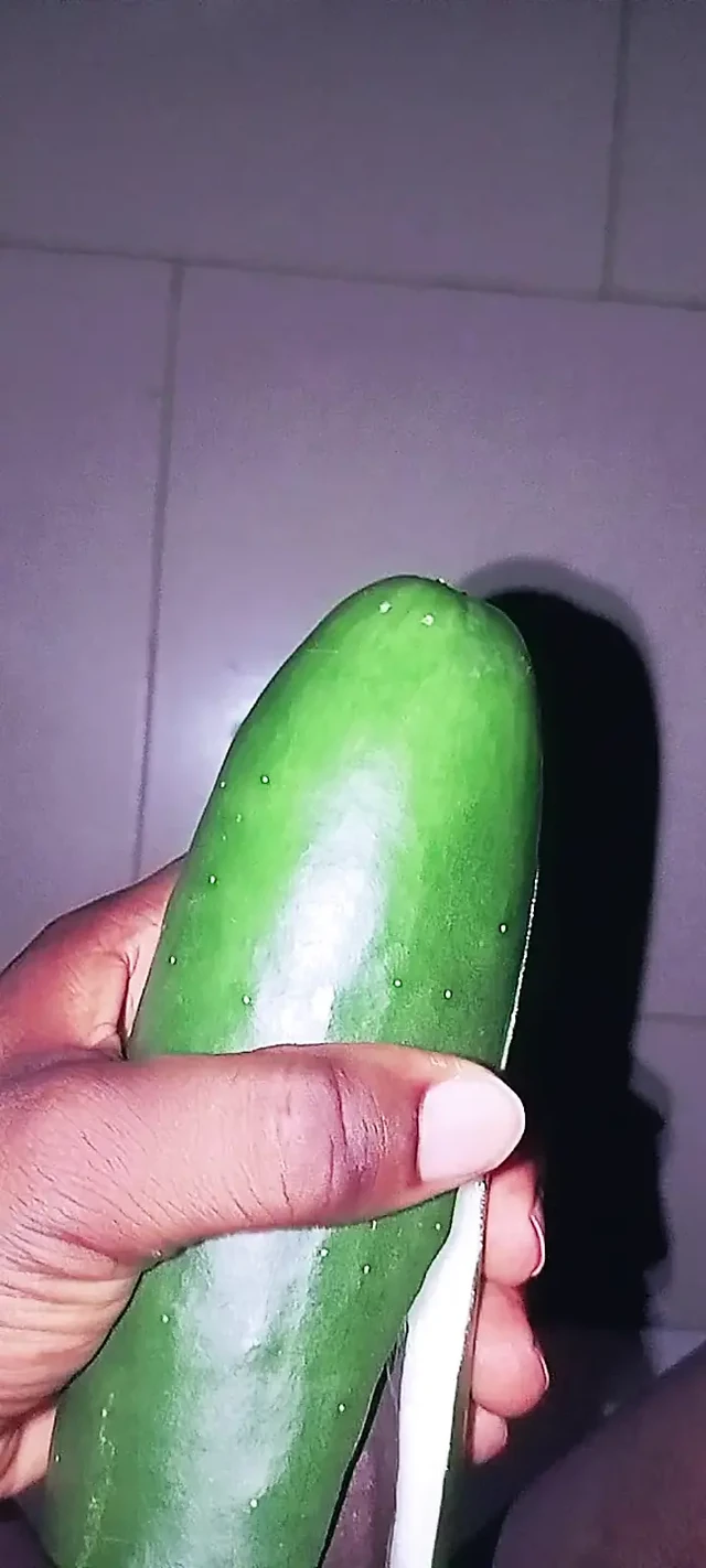 Black dick fuck a cucumber cum