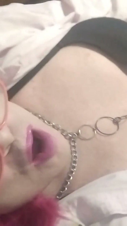 Krissy Sweets stroking her she cock in high heels and lingerie blowing hot juicy cum | Clip 1