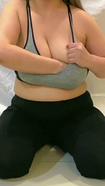 Beautiful Girl Playing With Her Big Nipples And Big Tits In Tight Leggings And Sports Bra Seducing You | Clip 1