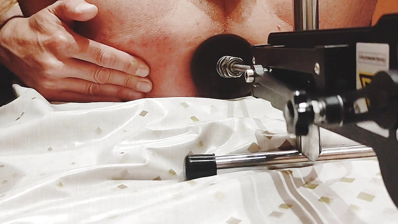 Machine fuck for big dildo 28 cm, double anal