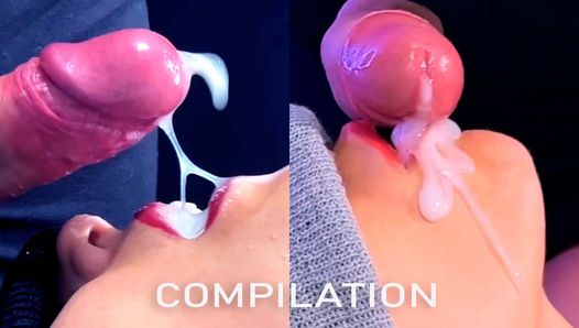 Slow motion cum in mouth compilation