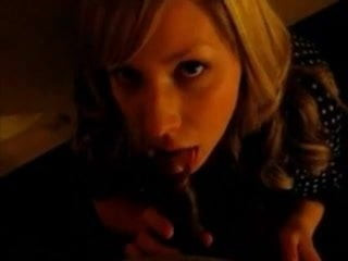 Blonde slut sucks a black