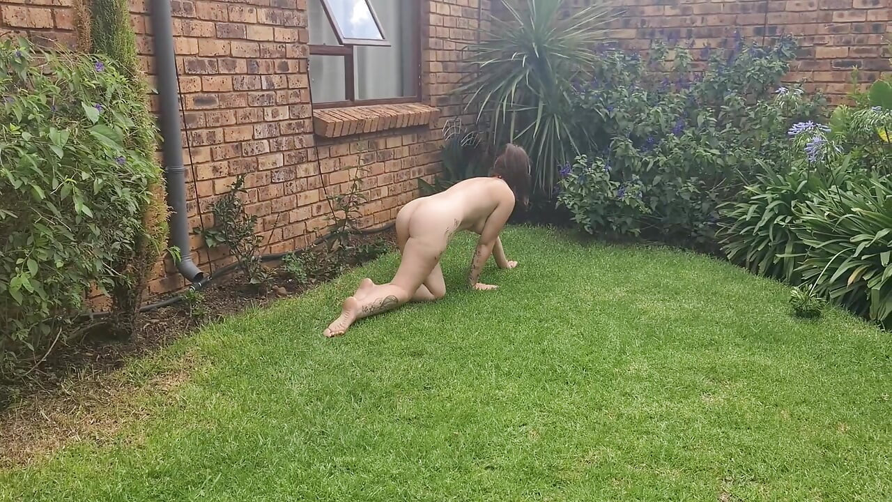 Humiliating myself by acting like a dog, doing tricks as well as peeing like one in the garden