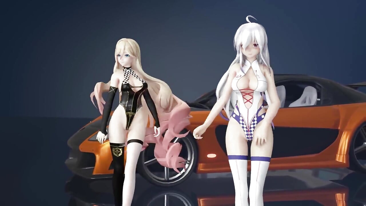 Chocolate Cream Duet Striptease; Black Stockings; White Stockings; Racing Leotards