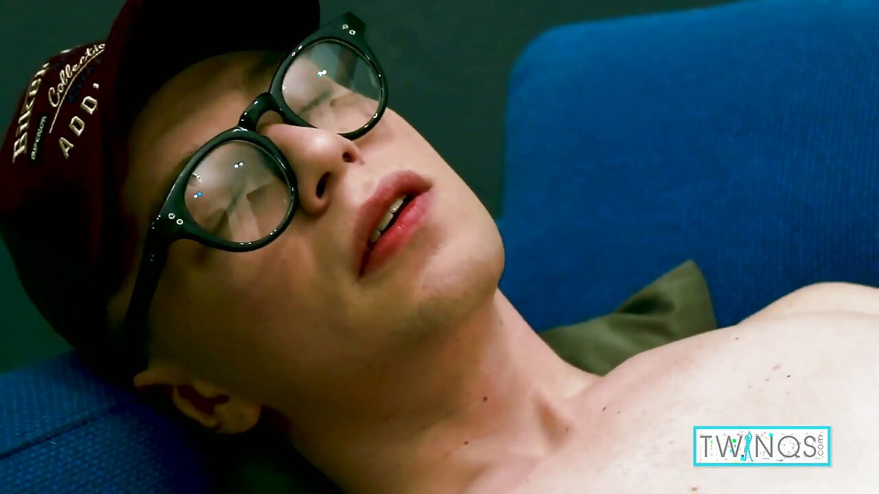 Pale hunk Michael wanks his long cock until he shoots a load