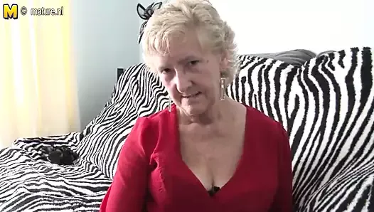 British granny showing off her goods