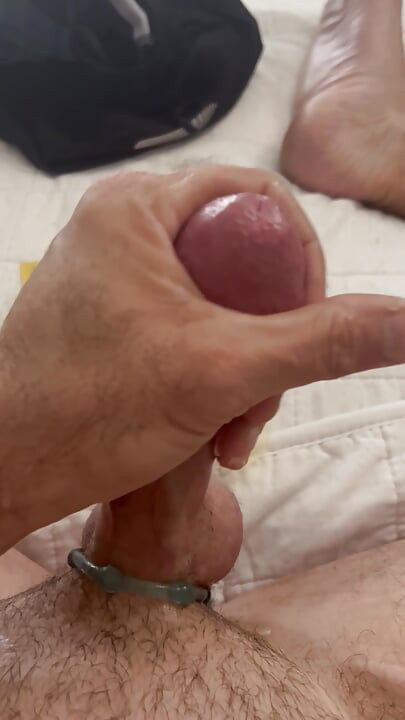 Condom, cock ring, and some cum