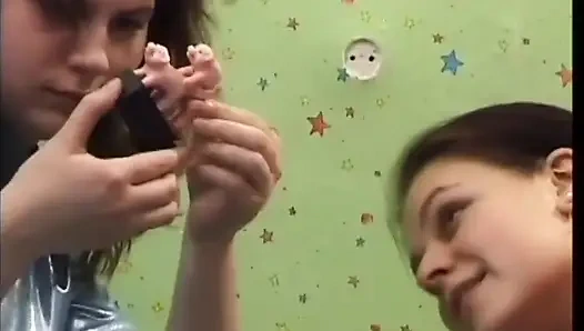 Two Horny Young Lesbians Lick Their Big Nipples and Masturbate Their Hairy Pussy