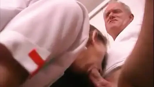 Older guy fucks horny nurse