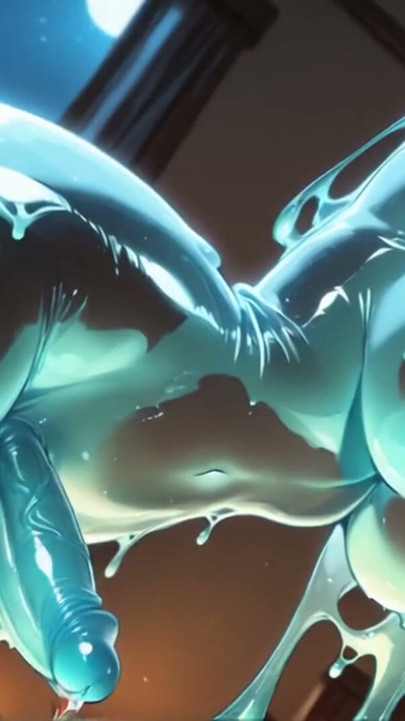 Futanari Slime Girl se v noci vplíží dovnitř a ošuká náhodného chlapa (AI Generated) | Klip 1