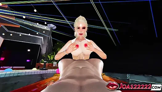 3D анимация у бассейна Jenny Summer - мокрый трах сисек, дрочка в воде, камшот глубокой глотки в хентай без цензуры