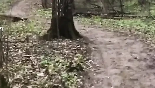 Pirang dengan hoodie merah menggoda di hutan, menelanjangi di rumah dan mendapat mandi emas